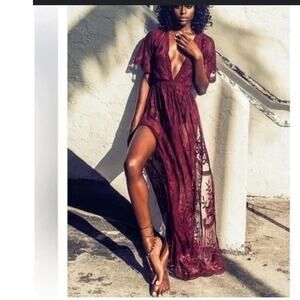 NWT Honey Punch Lace Maxi Romper S